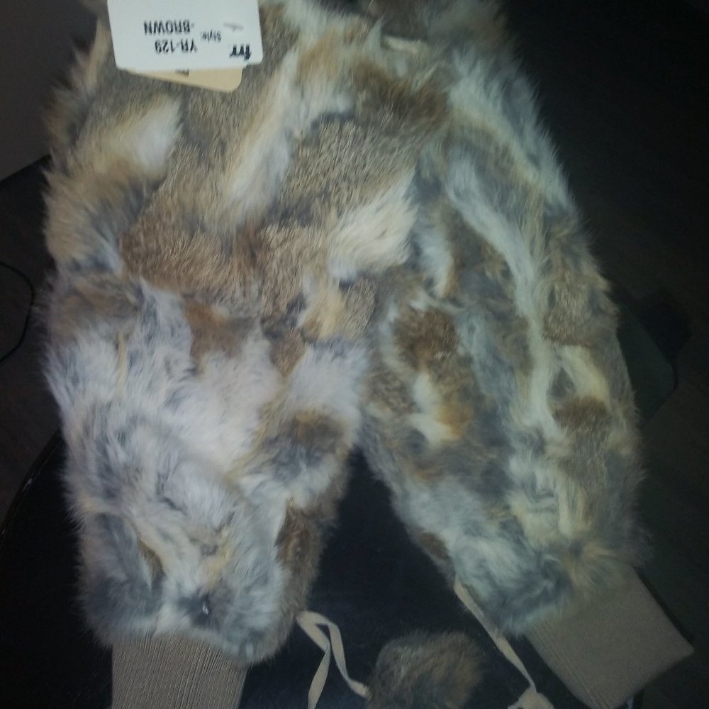 New Rabbit Fur Trapper Hat/Leg Warmers - Must Go!!